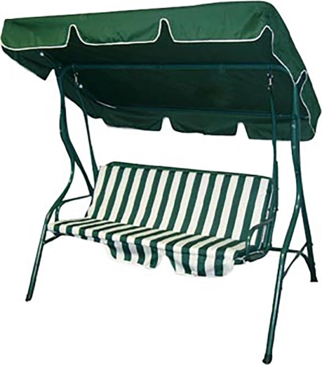 Zahradní houpačka se stříškou Stripy II, 3místná, zeleno‑bílá