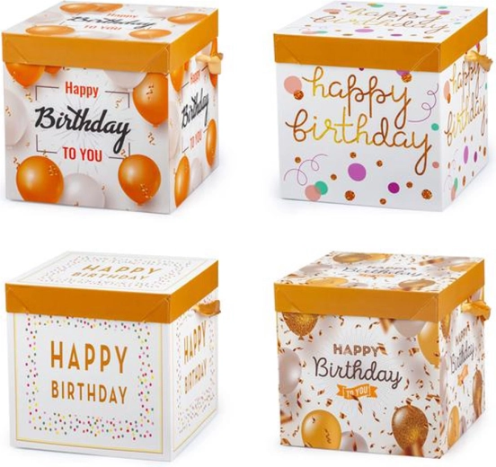 Dárková krabice se stuhou 15 × 15 × 15 cm (mix barev)