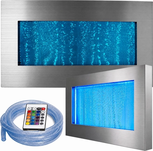 Závěsná bublinková vodní stěna s RGB LED osvětlením 95 × 55 × 11,5 cm