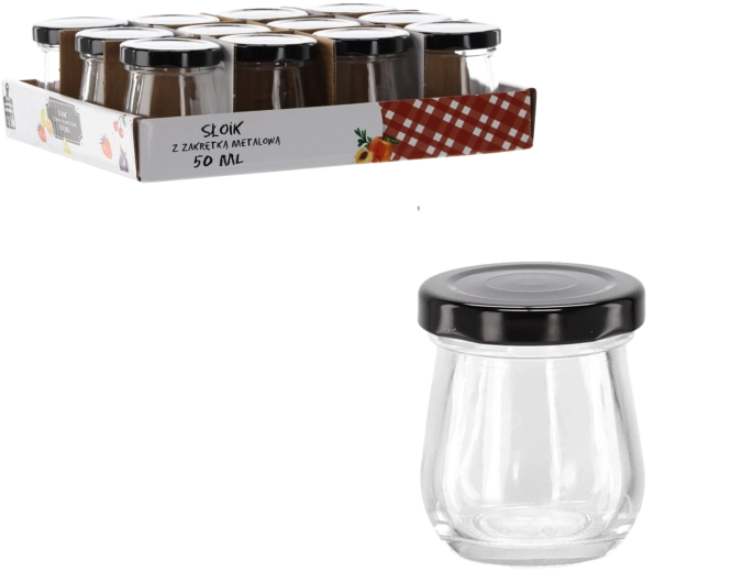 Sklenička 50 ml s černým kovovým víčkem