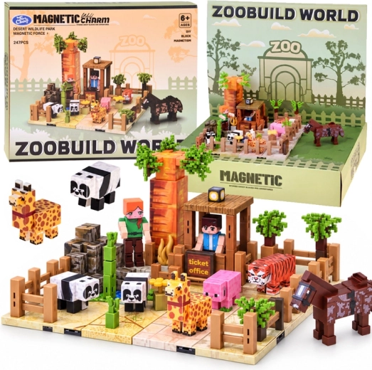 Magnetické stavební kostky Zoo – pixelové kostky 247 dílů