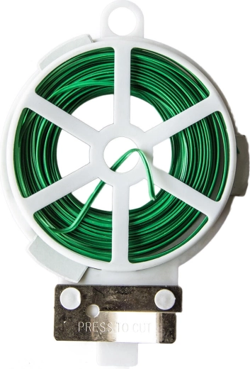 Plochý ovazovací drátek s plastovým potahem a střihacím zařízením 30 m