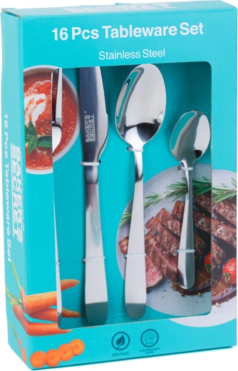 Baker's Secret 16dílná sada příborů v matné stříbrné barvě
