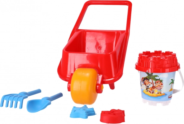 Táčka s pískovišťovými doplňky 5 ks – červená, Pilsan