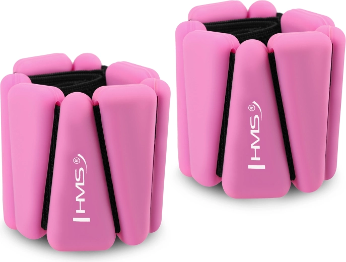 Silikonové zátěže na zápěstí a kotníky HMS růžové 2 × 0,5 kg