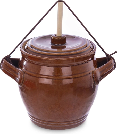 Keramický hrnec na nakládání zeleniny s víkem 1,3 l