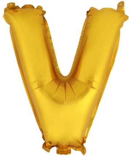 Fóliový balonek TORO písmeno V 30 cm zlatý