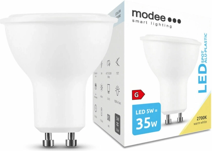 Modee LED bodová žárovka GU10 5 W, 400 lm, teplá bílá