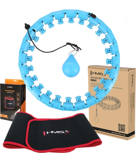 Sada masážní hula hoop se závažím a zeštíhlujícím pásem HMS modrá