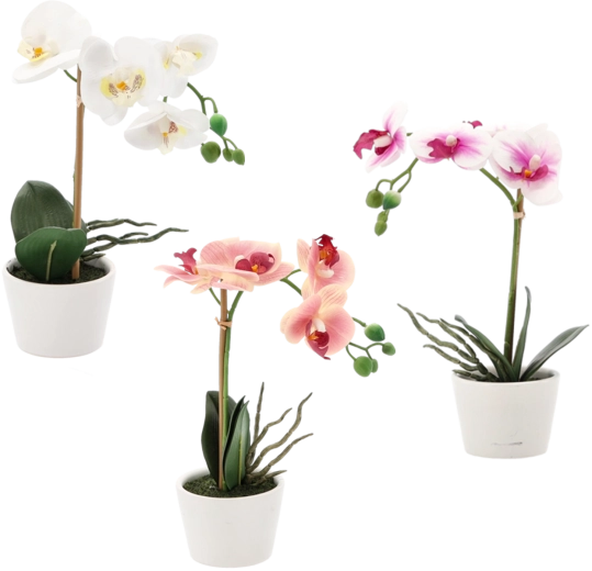 Umělý květ orchidej mix barev 30 cm