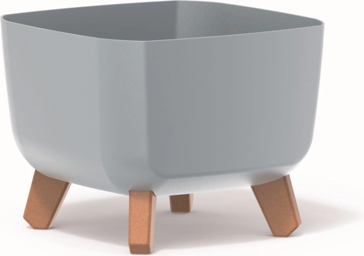 Květináč Gracia Square 39 × 39 × 27 cm světle šedý s nohami