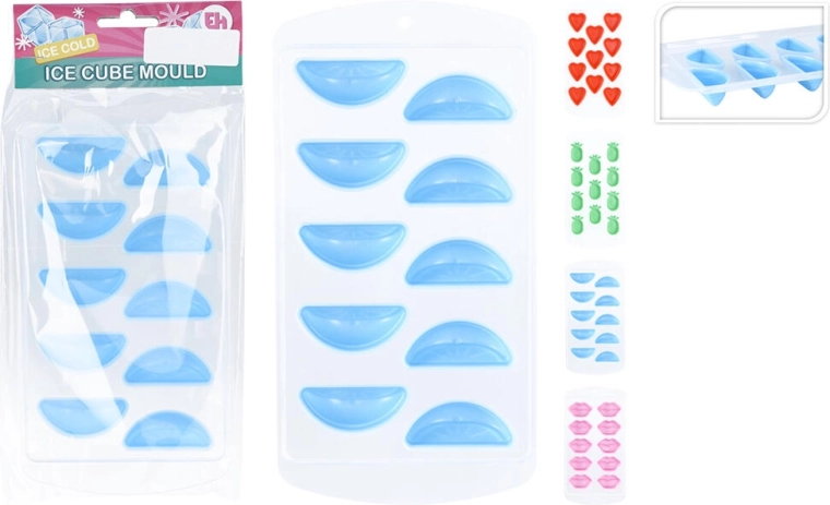 Silikonová forma na led – mix tvarů srdce, rty, ananas a půlměsíc 21,5 × 11 × 2 cm