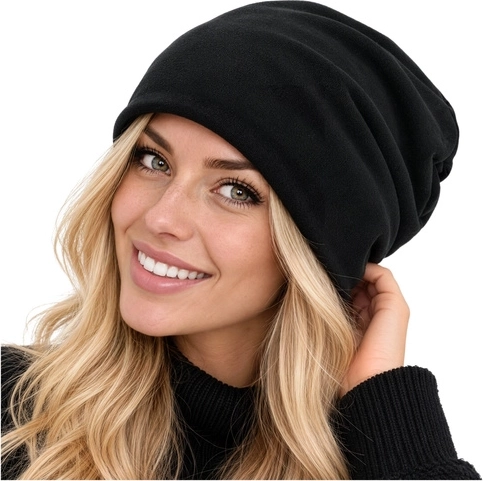 Zimní čepice beanie Trizand černá s fleecovou podšívkou