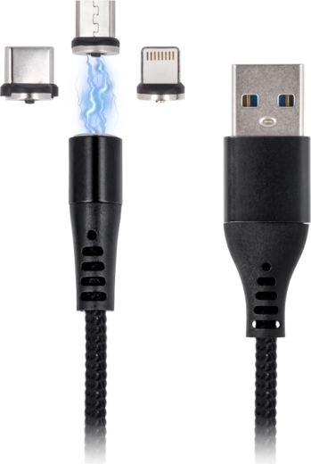 Maxlife magnetický nabíjecí kabel 3v1 1 m, 2 A, černý