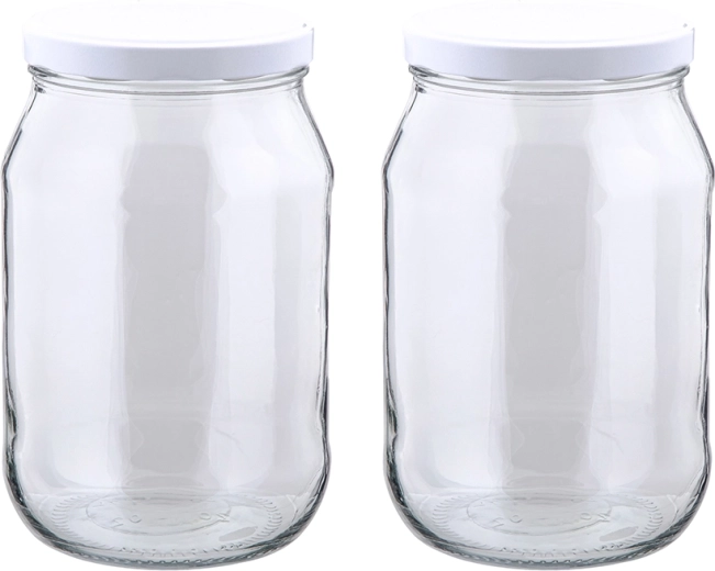 Sada 2 skleněných zavařovacích sklenic 1700 ml s víčkem 100 mm