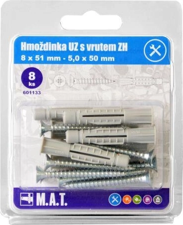Hmoždinka uzlovací s lemem 8 mm se šroubem 5x50 mm (8 ks)