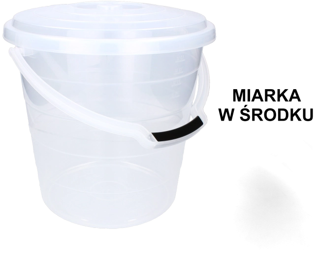 Transparentní plastové vědro s víkem 15 l pro potraviny