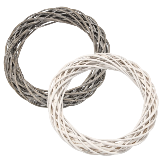 Proutěný věnec 40 cm v bílé nebo šedé barvě