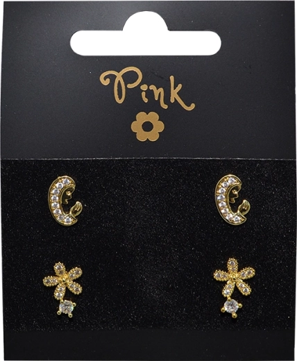 Pozlacené náušnice set Život, 2 páry s krystaly