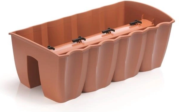Truhlík na zábradlí Crown 58 cm terakota