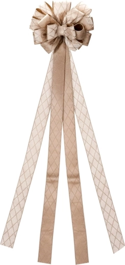 Dekorační mašle na vánoční stromek, béžovo‑zlatá 130 × 33 cm