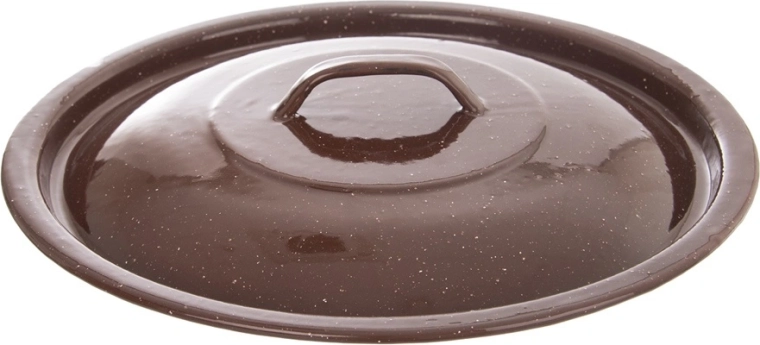 Hnědé smaltované víko na kbelík Brown 30 cm
