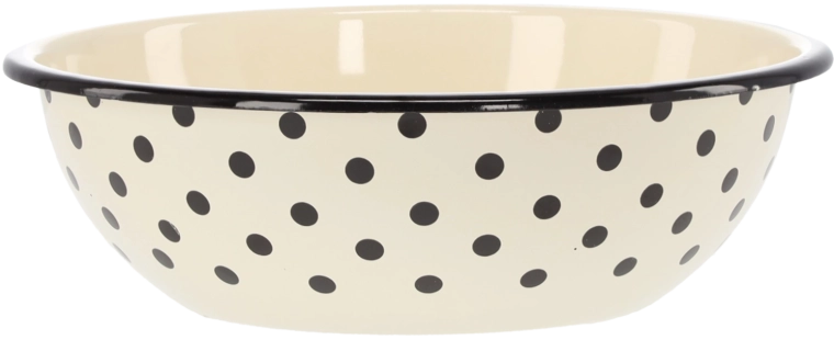 Emaliovaná miska 2,5 l, průměr 24,5 cm, bílá s černými puntíky