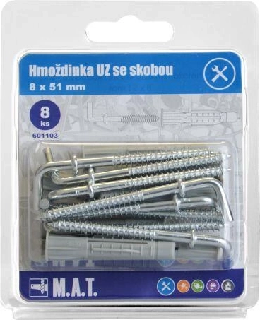 Uzlovací hmoždinka se skobou 8×51 mm, bílý zinek (8 ks)