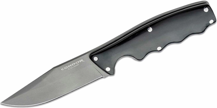 Venkovní nůž Condor Credo 10 cm, černý, G10, kožené pouzdro