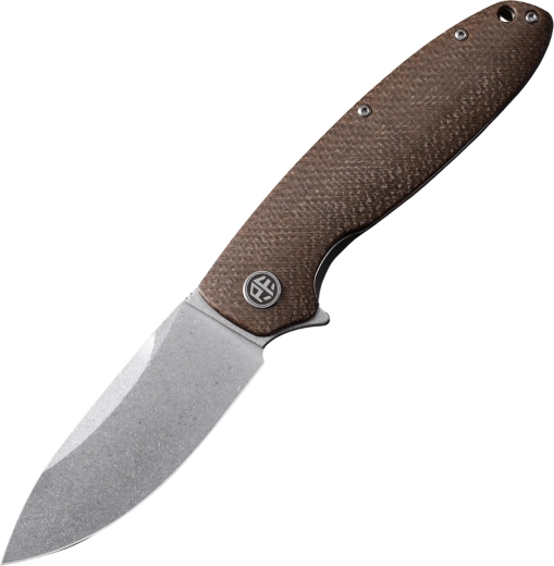 Petrified Fish Terra kapesní nůž 8 cm, stonewash, hnědá Micarta
