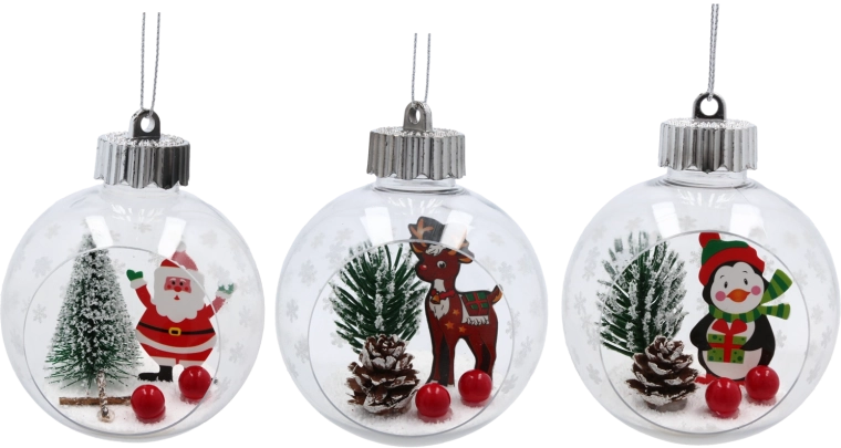 Vánoční průhledná baňka se zimní scénou 8 cm