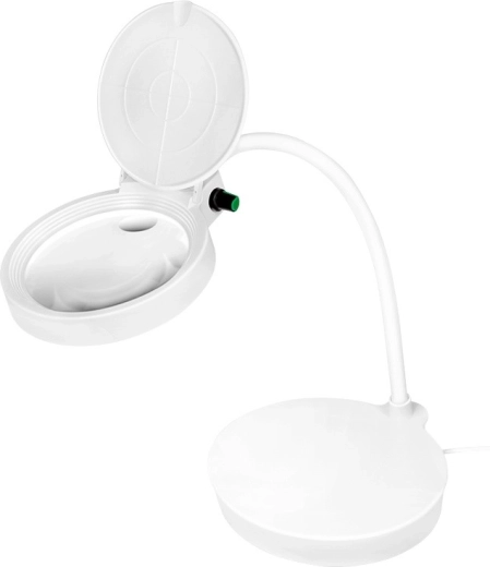 Stolní LED lupa s ohebným husím krkem a krytkou – 8 a 36 dioptrií
