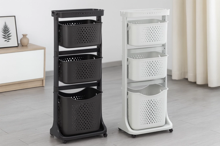 Plastový pojízdný regál se čtyřmi koši