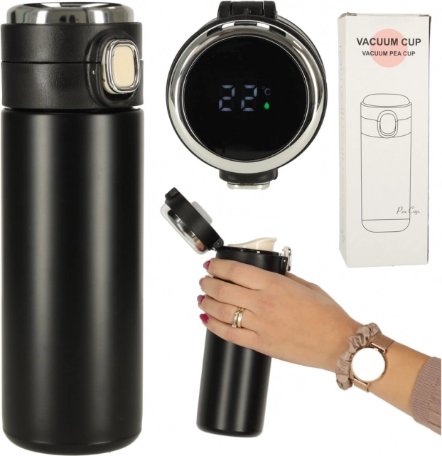 Termohrnek s náustkem a LED displejem 420 ml černý