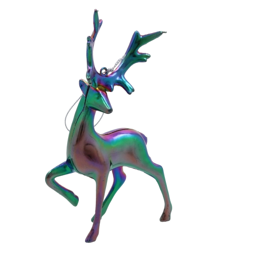 Vánoční ozdoba renifer s duhovým perleťovým efektem 10 × 15 cm