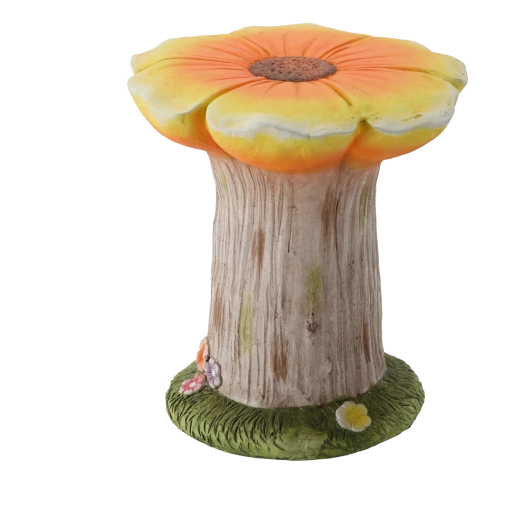 Zahradní stojan na květináč s oranžovým květem