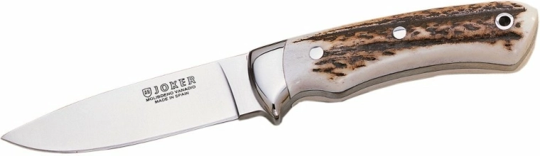 Joker Pantera lovecký nůž 9,5 cm, paroh, kožené pouzdro