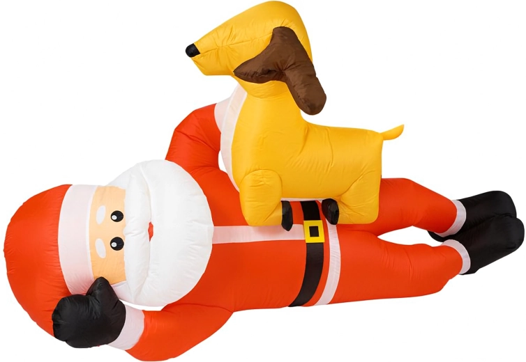 Nafukovací Santa s sobem 210 cm s LED podsvícením