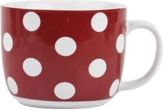 Polévkový hrnek s puntíky 730 ml červený keramický BANQUET