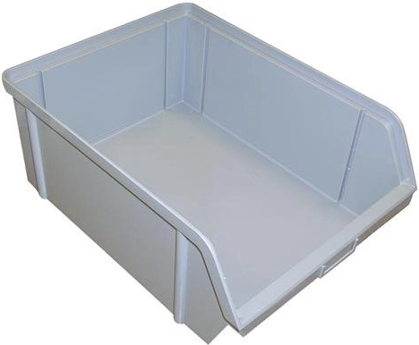 Zkosená ukládací bedna 400 × 300 × 162 mm, šedá, nosnost 40 kg