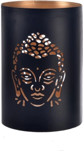 Kovový svícen Budha černo-zlatý 12 cm
