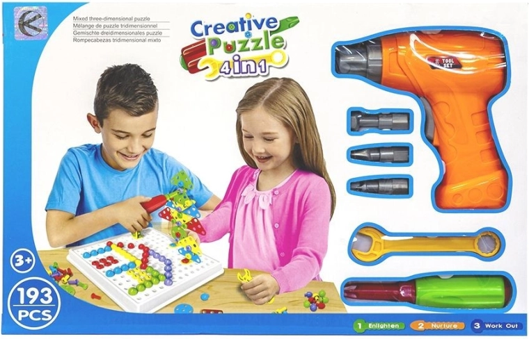 Konstrukční puzzle se sadou nářadí – 193 dílů