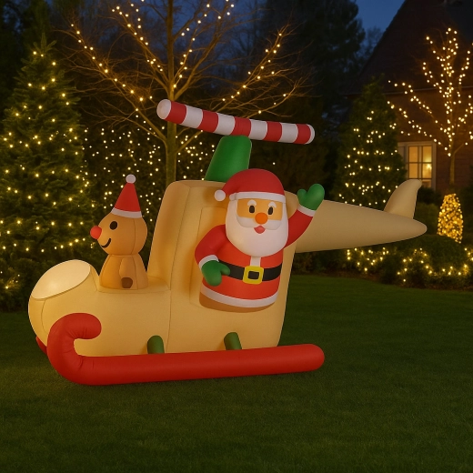 Nafukovací Santa v saních s LED, 160 cm