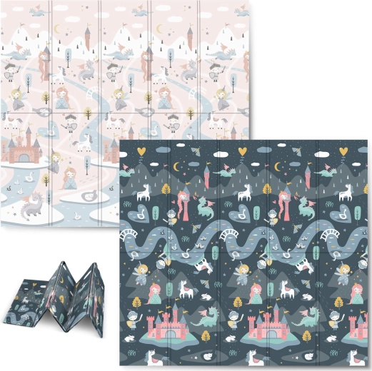 Skládací pěnová hrací podložka 200 × 180 × 1 cm NUKIDO – oboustranná, voděodolná, XPE