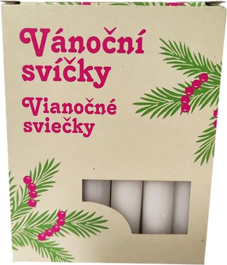 Bílé stromkové svíčky 1,2 × 10 cm - 12 ks