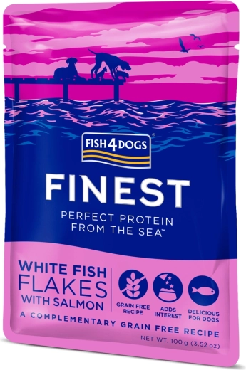 Fish4Dogs kapsička pro psy z bílé ryby s lososem 100 g