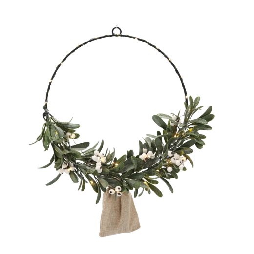 Vánoční věnec s jmelím 40 cm s LED osvětlením