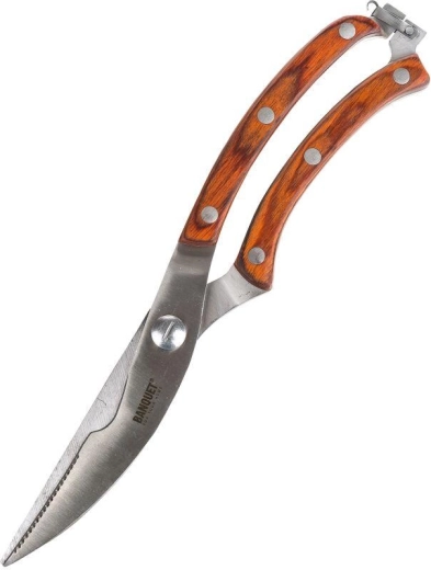 Nůžky na drůbež Culinaria 25,5 cm s ocelovým ostřím a dřevěnou rukojetí