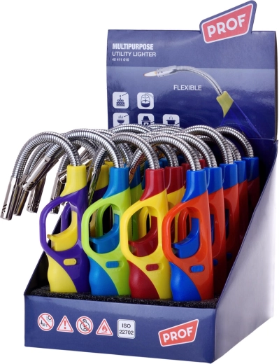 Plnitelný plamínkový zapalovač 25 cm s dětskou pojistkou, mix barev