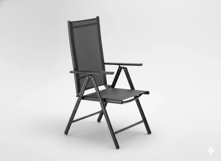 Skládací hliníková zahradní židle, šedá 66 × 56 × 107 cm